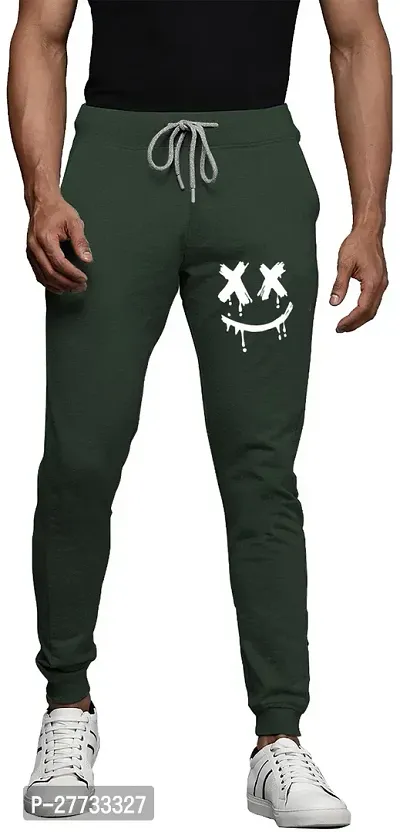 Stylish Green Cotton Blend Regular Track Pants For Men-thumb0