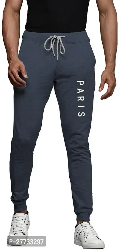 Stylish Navy Blue Cotton Blend Regular Track Pants For Men-thumb0