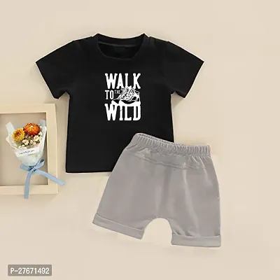 Fabulous Black Cotton Blend Printed T-Shirts with Shorts For Boys-thumb0