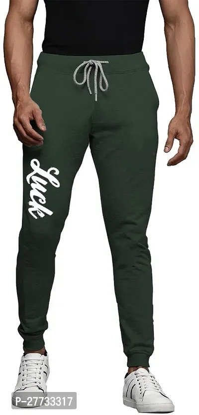 Stylish Green Cotton Blend Regular Track Pants For Men-thumb0