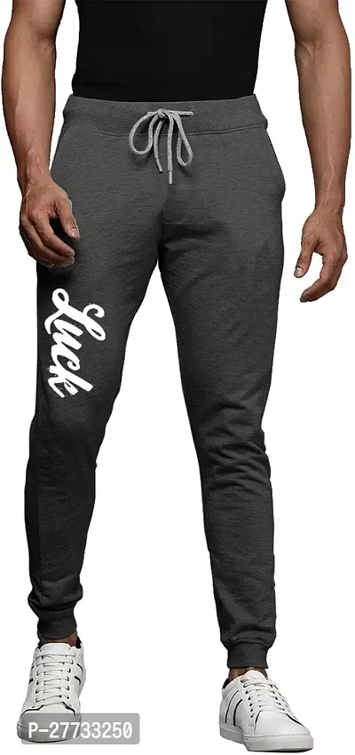 Stylish Grey Cotton Blend Regular Track Pants For Men-thumb0