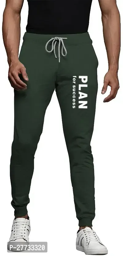 Stylish Green Cotton Blend Regular Track Pants For Men-thumb0