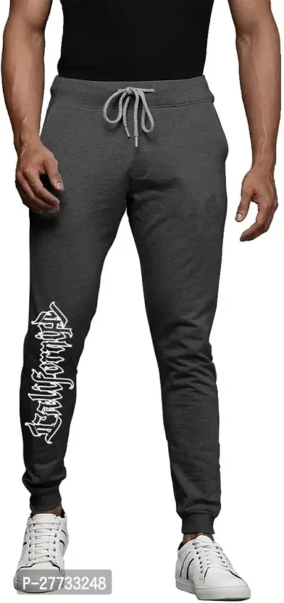 Stylish Grey Cotton Blend Regular Track Pants For Men-thumb0