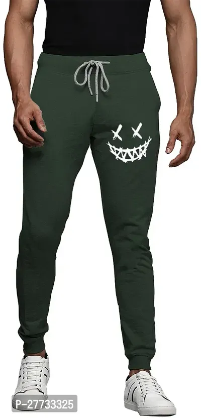 Stylish Green Cotton Blend Regular Track Pants For Men-thumb0