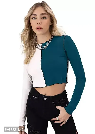 Elegant Green Polyester Self Design Top For Women