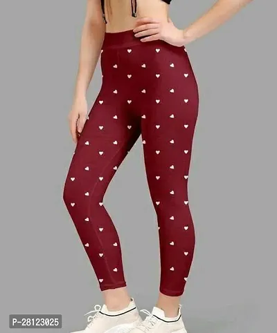 Stylish Maroon Cotton Printed Jeggings For Women