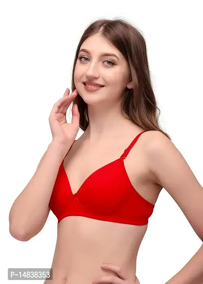 Queen Lingerie Heavy Padded Lycra Bra Set for Every Day Comfort with Multi Color and Wide rang of Size and Unique Pattern (B, RED, 38)-thumb3