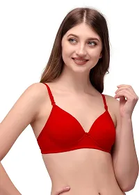 Queen Lingerie Heavy Padded Lycra Bra Set for Every Day Comfort with Multi Color and Wide rang of Size and Unique Pattern (B, RED, 38)-thumb1