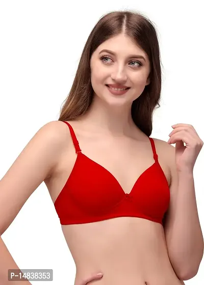 Queen Lingerie Heavy Padded Lycra Bra Set for Every Day Comfort with Multi Color and Wide rang of Size and Unique Pattern (B, RED, 38)-thumb2