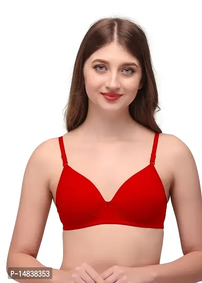 Queen Lingerie Heavy Padded Lycra Bra Set for Every Day Comfort with Multi Color and Wide rang of Size and Unique Pattern (B, RED, 38)