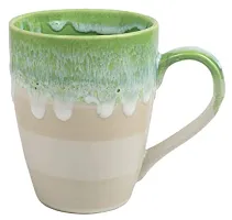 WHITE STONE Ceramics Coffee Mugs Set of 4, Green Cream-thumb2