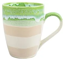 WHITE STONE Ceramics Coffee Mugs Set of 4, Green Cream-thumb1