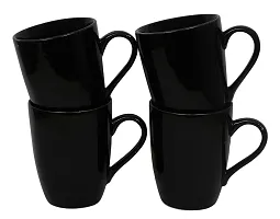 KRAFTALES Ceramics Coffee Mugs Set of 4, Conical Black, 300 ML-thumb3