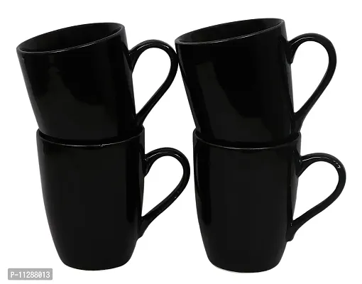 KRAFTALES Ceramics Coffee Mugs Set of 4, Conical Black, 300 ML-thumb4