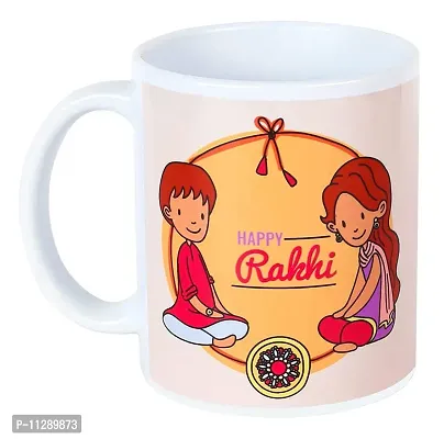 Kraftales Raksha Bandhan Gift Set Combo of Rakhi Greeting Card | Printed Ceramic Coffee Mug | Roli | Chawal | Rakhi /Raksha Bandhan Gift Set for Brother (300 ML) (ST03)-thumb4