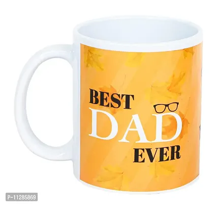 KraftTales Cheers Dad Printed Ceramic Coffee/Milk Mug for Best Gift for Father's Day (300 ML)