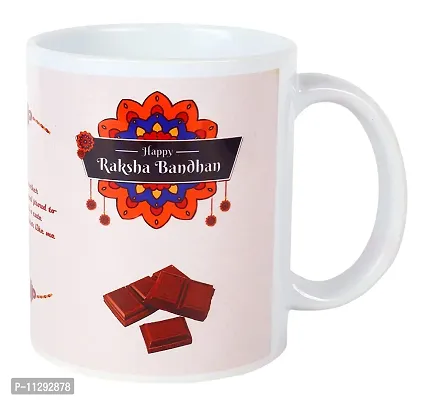 Kraftales Raksha Bandhan Gift Set Combo of Rakhi Greeting Card | Printed Ceramic Coffee Mug | Roli | Chawal | Rakhi /Raksha Bandhan Gift Set for Brother (300 ML) (ST01)-thumb5