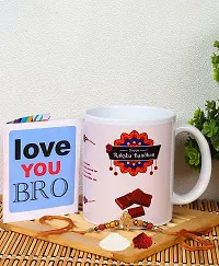 Kraftales Raksha Bandhan Gift Set Combo of Rakhi Greeting Card | Printed Ceramic Coffee Mug | Roli | Chawal | Rakhi /Raksha Bandhan Gift Set for Brother (300 ML) (ST01)-thumb2