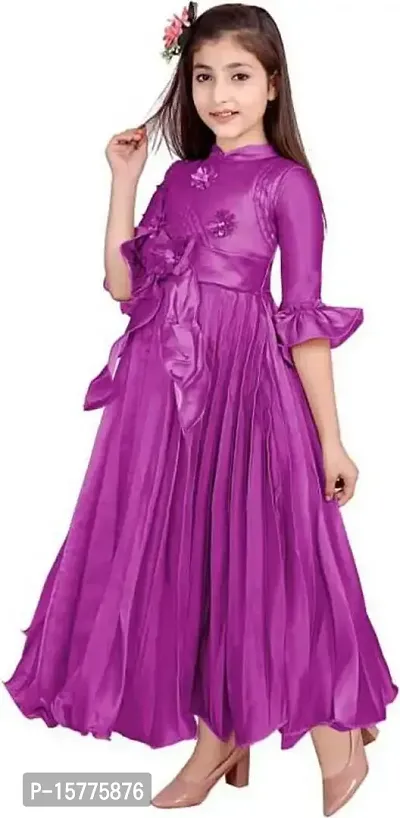 Stylish Fancy Fabulous Polyester Silk Frocks For Girls-thumb4