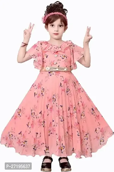 Beautiful Girls Peach Party Dress-thumb0