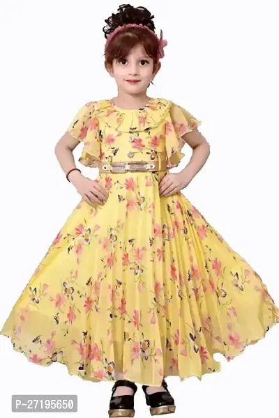 Beautiful Girls Yellow Party Dress-thumb0