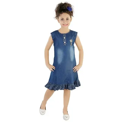 KIRDEE GIRLS DENIM DRESS FOR PARTY WEAR-thumb0