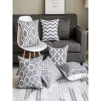 SWHF Soft Decorative Printed Velvet Cushion Cover Set of 6 (16 inch x 16 inch or 40 cm x 40 cm) | Machine Washable | with Zipper | Smooth Fabric | Modern Print-thumb2