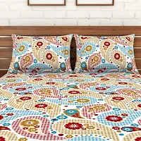 Spaces Printed Super Soft Cotton,104 Thread Count Double Bed Sheet (224 X 254 cm) with 2 Pillow Covers (43 X 68 cm) | Premium Fabric | I Machine Washable I Modern Print |, Multi (Amentiri)-thumb2