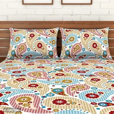 Spaces Printed Super Soft Cotton,104 Thread Count Double Bed Sheet (224 X 254 cm) with 2 Pillow Covers (43 X 68 cm) | Premium Fabric | I Machine Washable I Modern Print |, Multi (Amentiri)-thumb3