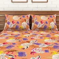 Spaces Printed Super Soft Cotton,104 Thread Count Double Bed Sheet (224 X 254 cm) with 2 Pillow Covers (43 X 68 cm) | Premium Fabric | I Machine Washable I Modern Print |, Orange (Amentiri)-thumb2