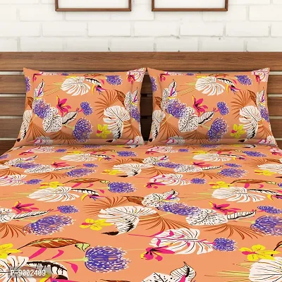 Spaces Printed Super Soft Cotton,104 Thread Count Double Bed Sheet (224 X 254 cm) with 2 Pillow Covers (43 X 68 cm) | Premium Fabric | I Machine Washable I Modern Print |, Orange (Amentiri)-thumb3