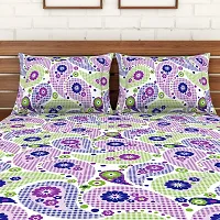 Spaces Printed Super Soft Cotton,104 Thread Count Double Bed Sheet (224 X 254 cm) with 2 Pillow Covers (43 X 68 cm) | Premium Fabric | I Machine Washable I Modern Print |, Purple (Amentiri)-thumb2