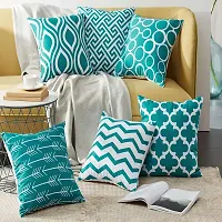 SWHF Soft Decorative Printed Velvet Cushion Cover Set of 6 (16 inch x 16 inch or 40 cm x 40 cm) | Machine Washable | with Zipper | Smooth Fabric | Modern Print-thumb1