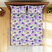 Spaces Printed Super Soft Cotton,104 Thread Count Double Bed Sheet (224 X 254 cm) with 2 Pillow Covers (43 X 68 cm) | Premium Fabric | I Machine Washable I Modern Print |, Purple (Amentiri)-thumb1