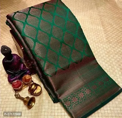 Stylish Green Polyester Saree With Blouse Piece For Women