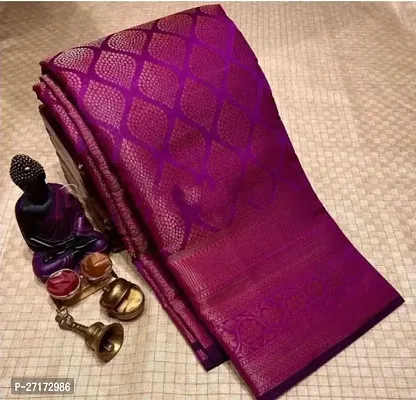 Stylish Purple Polyester Saree With Blouse Piece For Women-thumb0