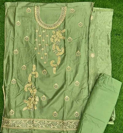 Cotton Blend Embroidered Dress Material