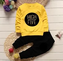 Stylish Yellow Cotton T-Shirts With Trousers For Kids-thumb1