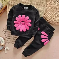 Stylish Black Cotton T-Shirts With Trousers For Kids-thumb1