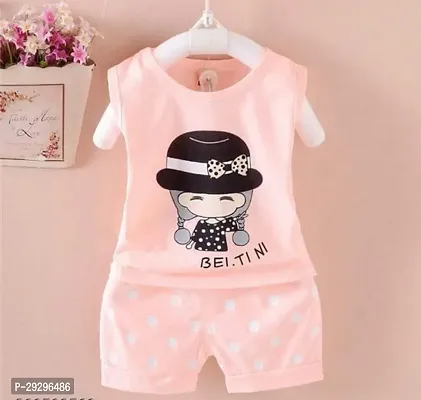 Stylish Peach Cotton Clothing Set For Girls-thumb2