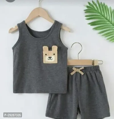 Stylish Grey Cotton Clothing Set For Boys-thumb0