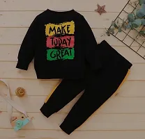 Stylish Black Cotton T-Shirts With Trousers For Kids-thumb1