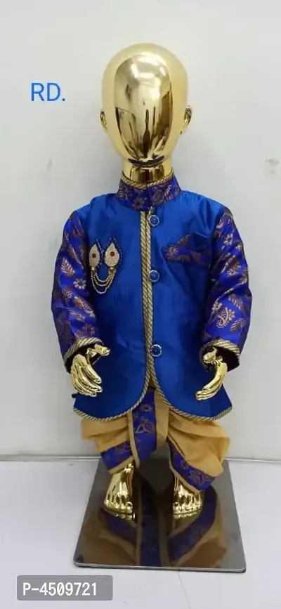 Stylish Blue Jacquard Silk Printed Dhoti Kurta Set For Boys-thumb0