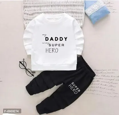 Full T Shirt Pant My Daddy My Super Hero White And Black-thumb0