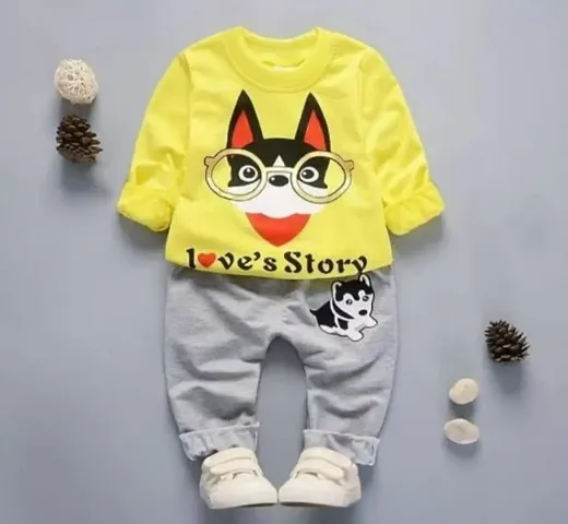 Printed Cotton T Shirt and Pant Set for Boys