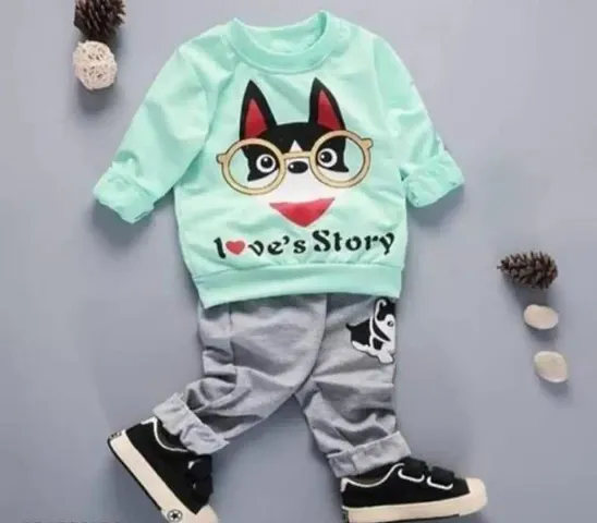 Printed Cotton T Shirt and Pant Set for Boys