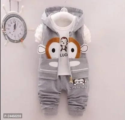 I'M BABY (GOODLUCK) T-SHIRT JACKET AND PANT (WHITE AND GREY)-thumb0