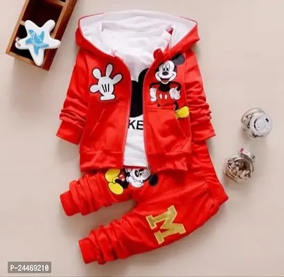 MICKEY T-SHIRT TOPI JACKET AND PANT 3PS SET (WHITE AND RED  )