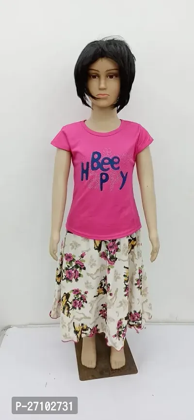 Classic Crepe Printed Top and Skirt for Kids Girl