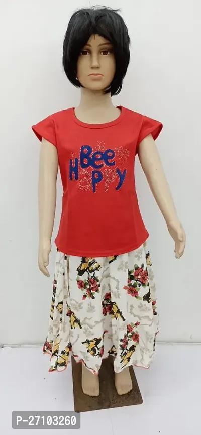 Classic Crepe Printed Top and Skirt for Kids Girl